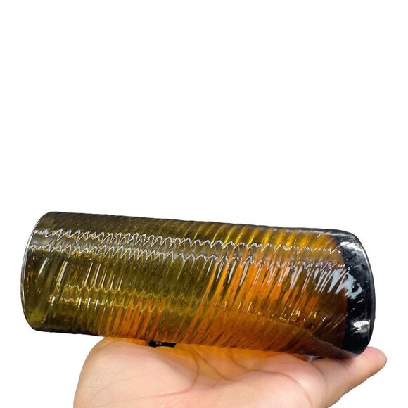 Egyptian Dark Smokey Amber Glass Tumbler Drinking Glasses Set 2 Hand Blown Glass - Picture 4 of 9